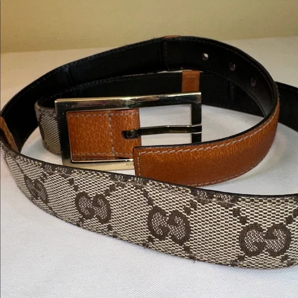 Gucci Brown and Gray Signature Belt Gucci Brown and Gray Signature Belt main image 4